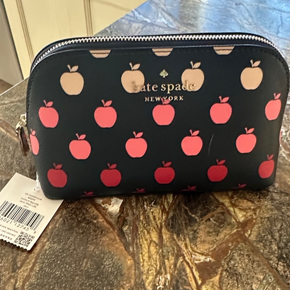 Kate Spade Navy and Pink Apple Pouch